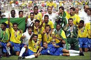 World Cup winners Brazil, with even a young Ronaldo at the young (in blue)